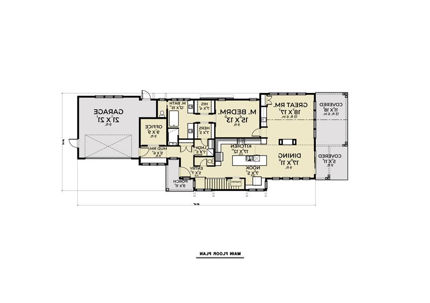 1st Floor image of Cont. Farmhouse 846 House Plan